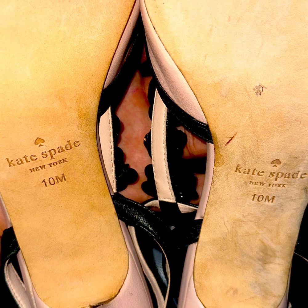 Kate Spade ♠️ New York Vintage Jayme Pumps soft Pink & black Flowers Barbiecore - Picture 8 of 10